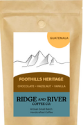 Guatamala freshly roasted coffee package with Ridge and River Coffee Co package